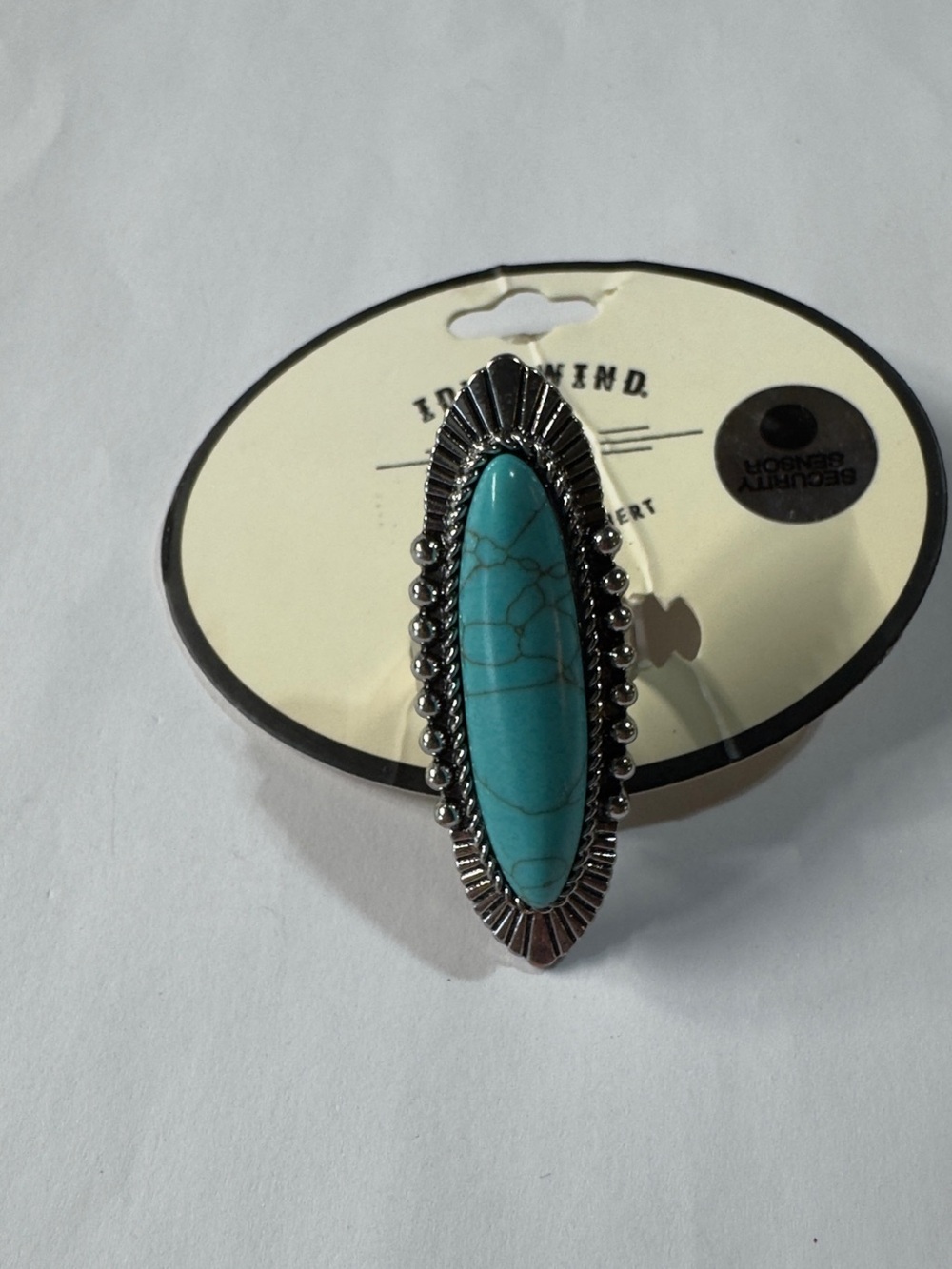 One Size Idyllwind Turquoise Elongated Oval Statement Ring ; 5.6cm